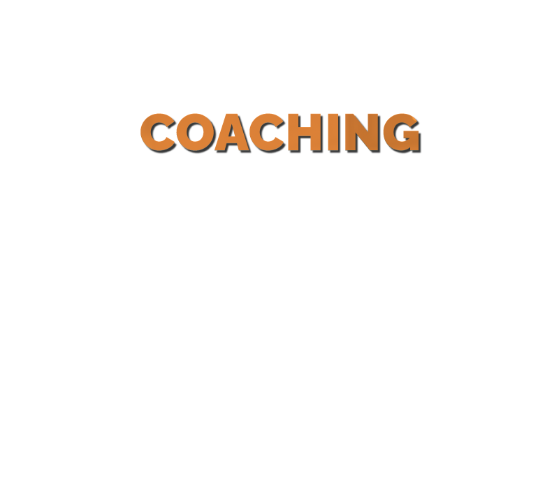 Coaching in orange coloured text
